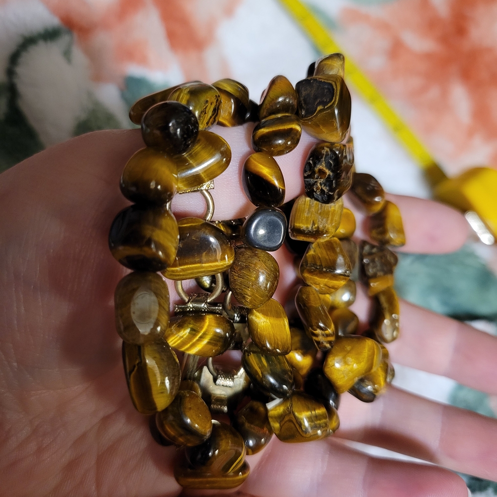 **One Only** Stunning Natural Tiger Eye Stone Bracelets (3 Stretch, 1 Clasp)